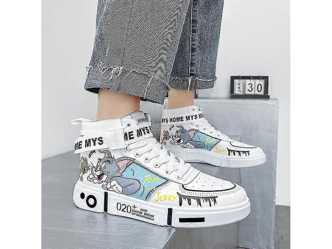 Zapatillas Altas Casual Unisex Tom E Jerry Animação Esportivas Moda 533 35