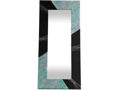 Espelho Artesanal LOHOART Psico (Preto e Turquesa - 120 x 60 cm)