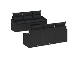 Conjunto 7 Assentos De Jardim Vidaxl Preto Vime Pe (55 X 55 X 37 Cm)