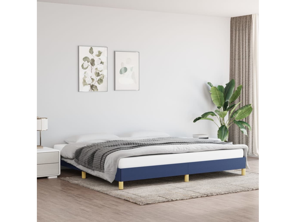 Vidaxl Estrutura De Cama Sem Colchão 200x200 Cm Tecido Azul