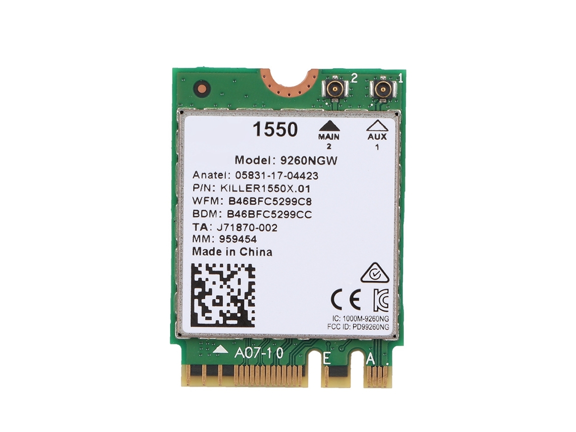 Placa De Rede Sem Fio Killer1550ac, Suporta 2.4g E 5g.