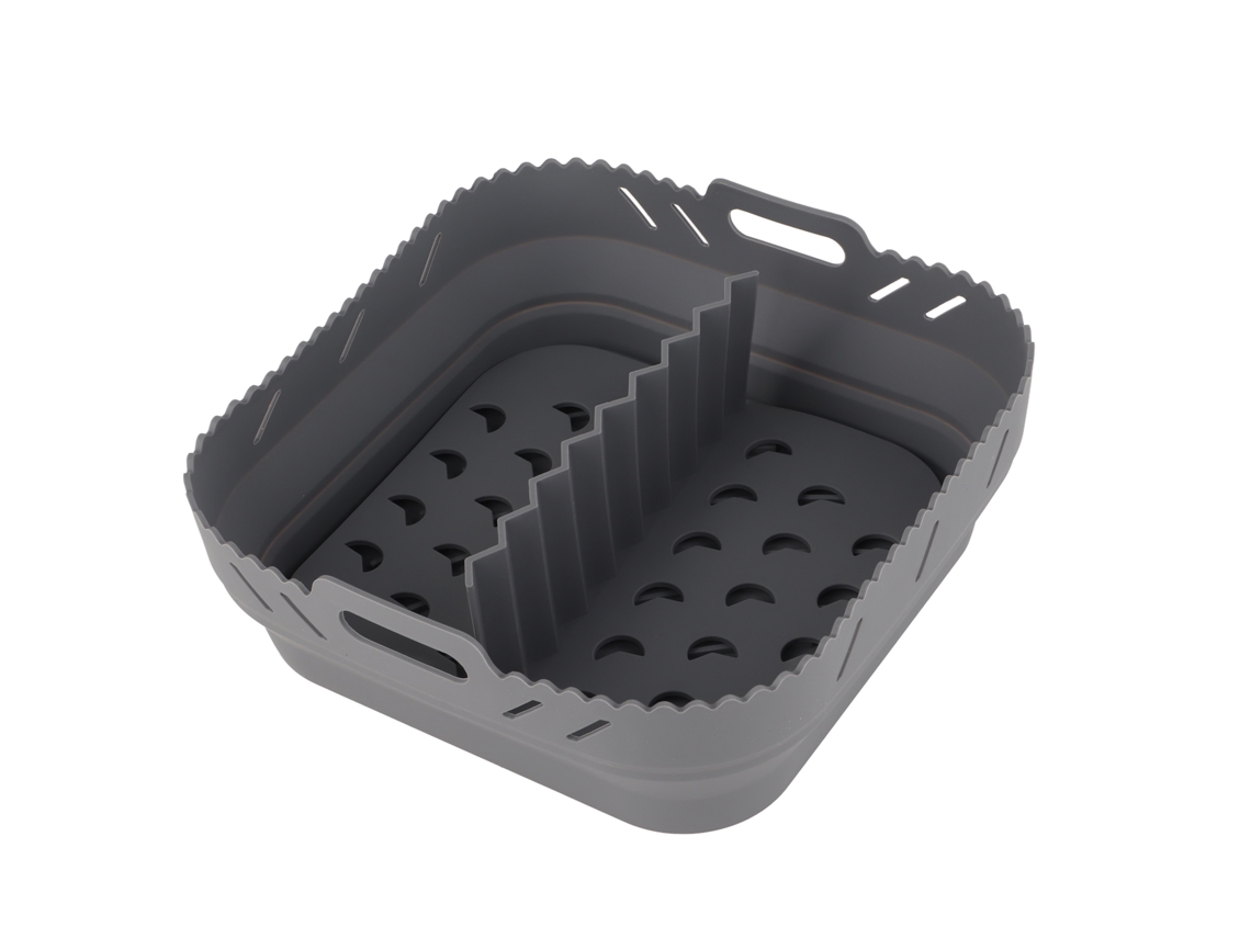 Assadeira Quadrada Para Fritadeira A Ar Com Tapete De Silicone, Cinza