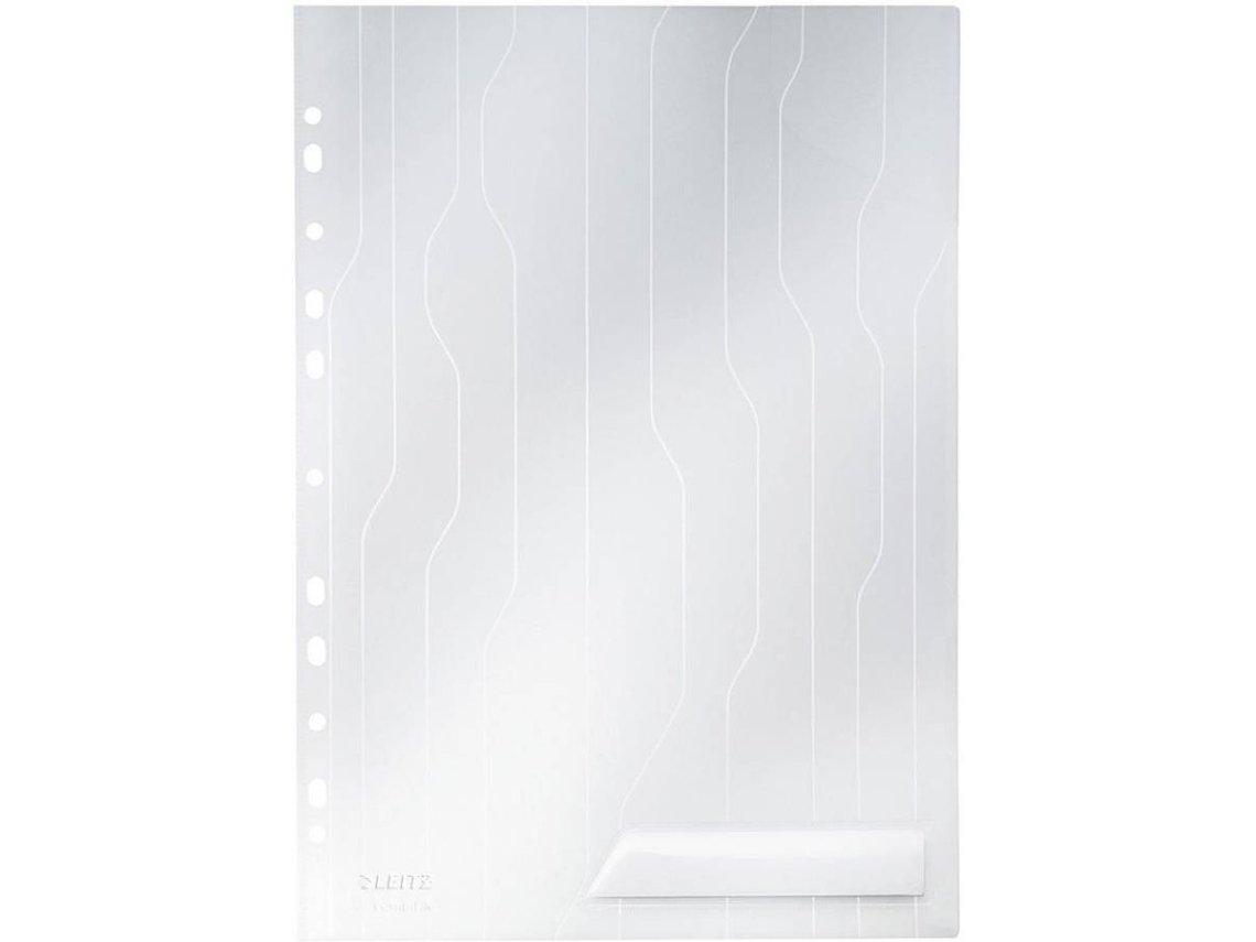 Leitz Bolsa Perfurada, A4, 11 Orifícios, Polipropileno, 200 Mícrones, Relevo, Branco Transparente, Pack 5 Unidades