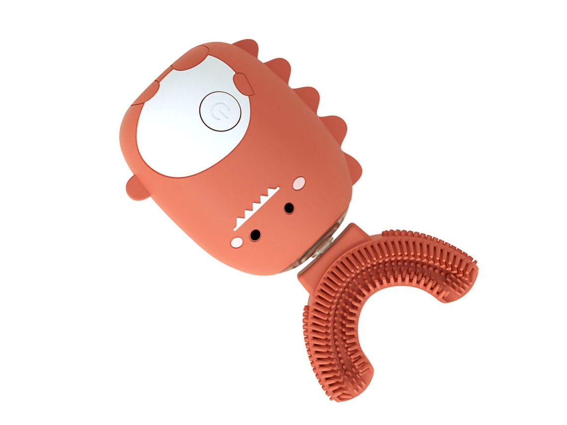 2026 cepillo Eléctrico Infantil em Forma de U Impermeável Ipx7 Automático Design Dinossauro Cartoon Laranja