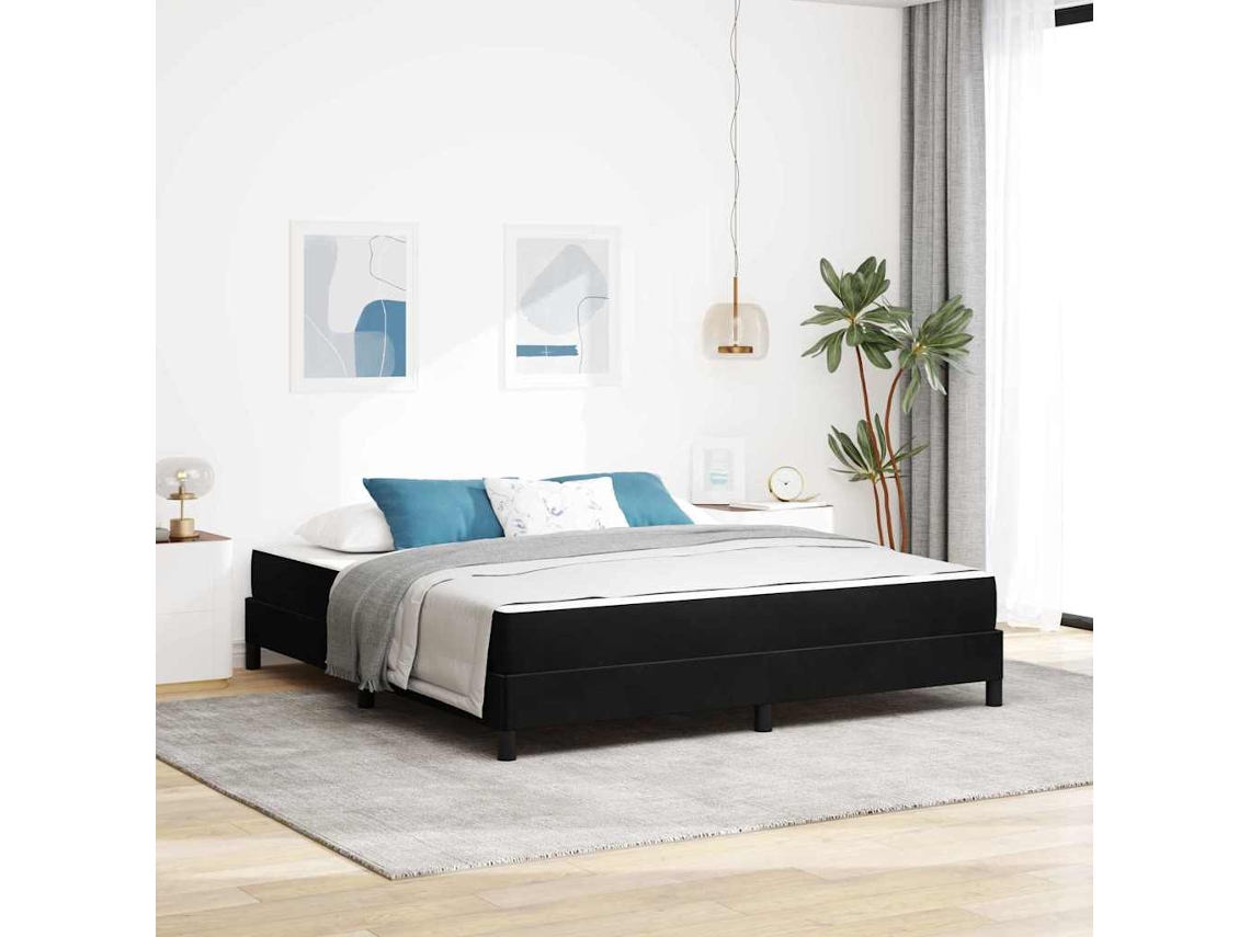 Vidaxl Cama Box Com Colchão Preto 180 X 200 Cm Tecido