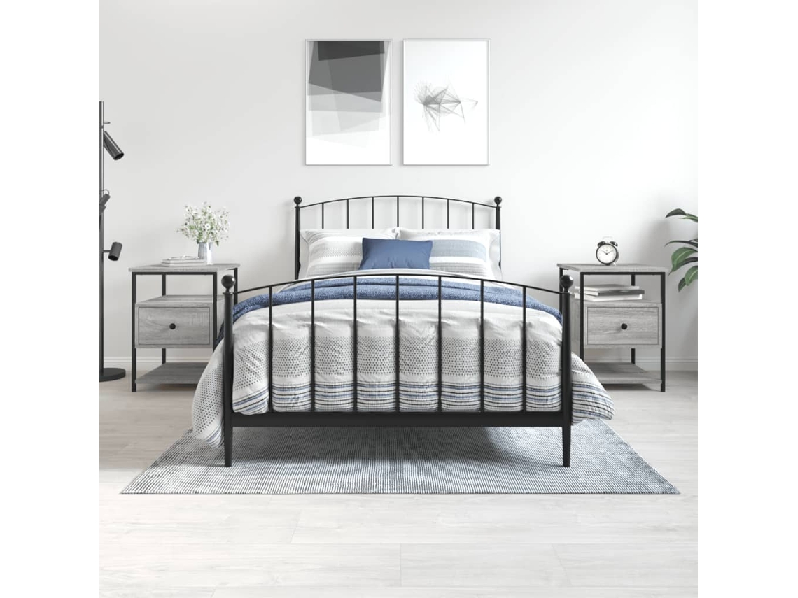 Vidaxl Mesas De Cabeceira 2 Pcs Derivados De Madeira Cinzento Sonoma