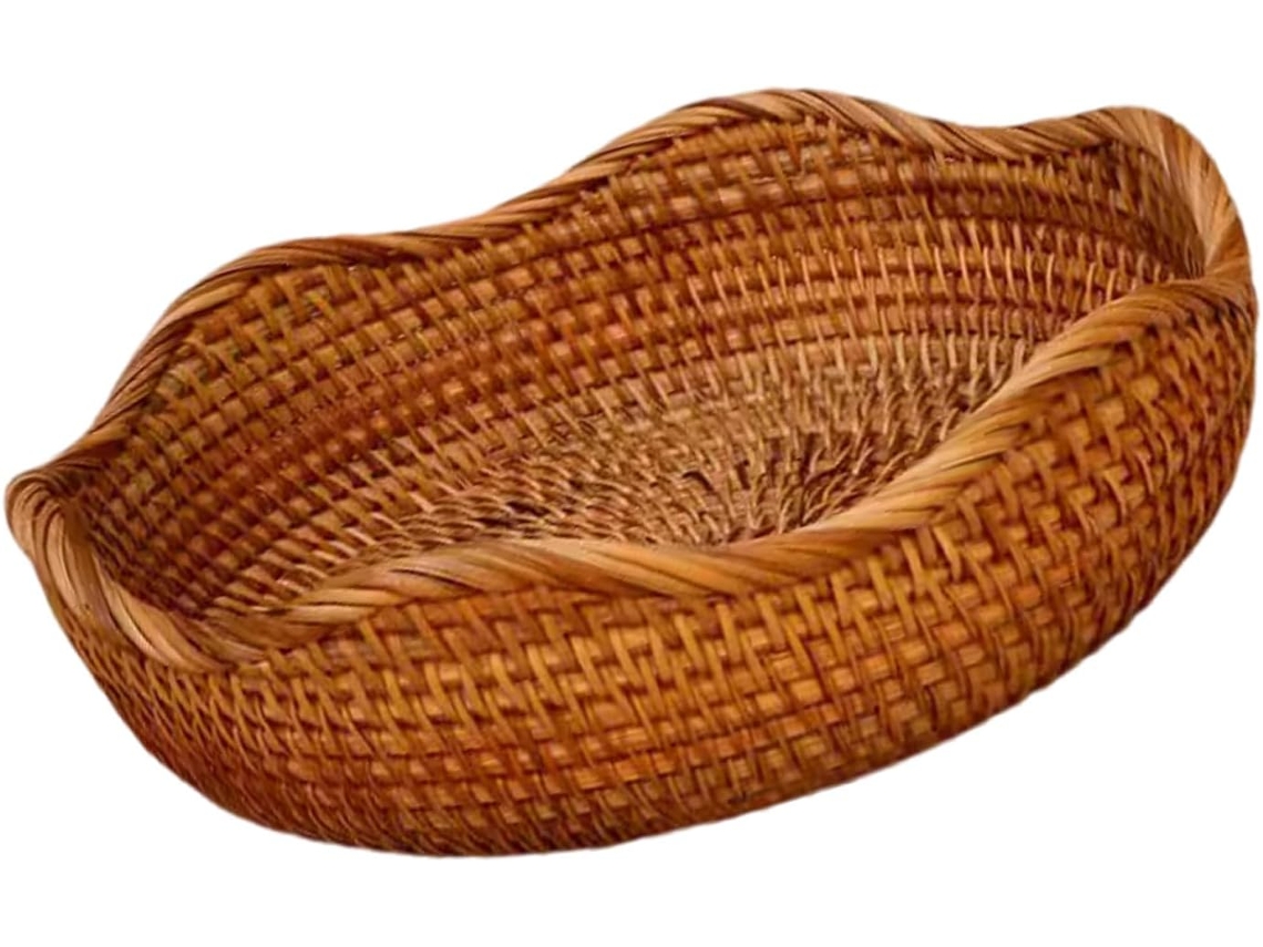 Cesto Multifuncional Ventilado Para Pão, Feito De Fibra Natural, Ideal Para Cozinha, Sala De Jantar, Frutas
