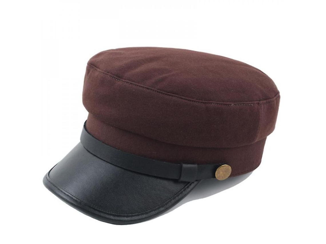 2026 gorra Unisex Baker Boy com Visera Newsboy Beret Gorra Cadete Militar de Algodão e Pu Marrón