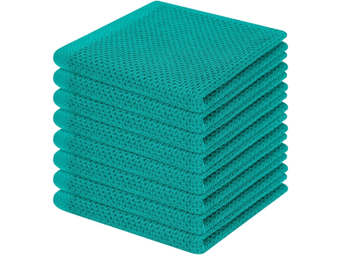 Panos De Cozinha 100 Algodão Waffle, Extra Macios, Absorventes E De Secagem Rápida, 30 X 30 Cm, Embalagem De 8 Unidades