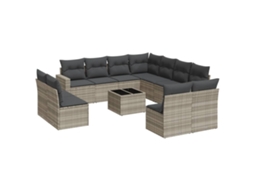 Conjunto de 12 Sofás Jardim com Almofadões Vime Pe Cinzento Claro MAISON EXCLUSIVE (12 pcs)
