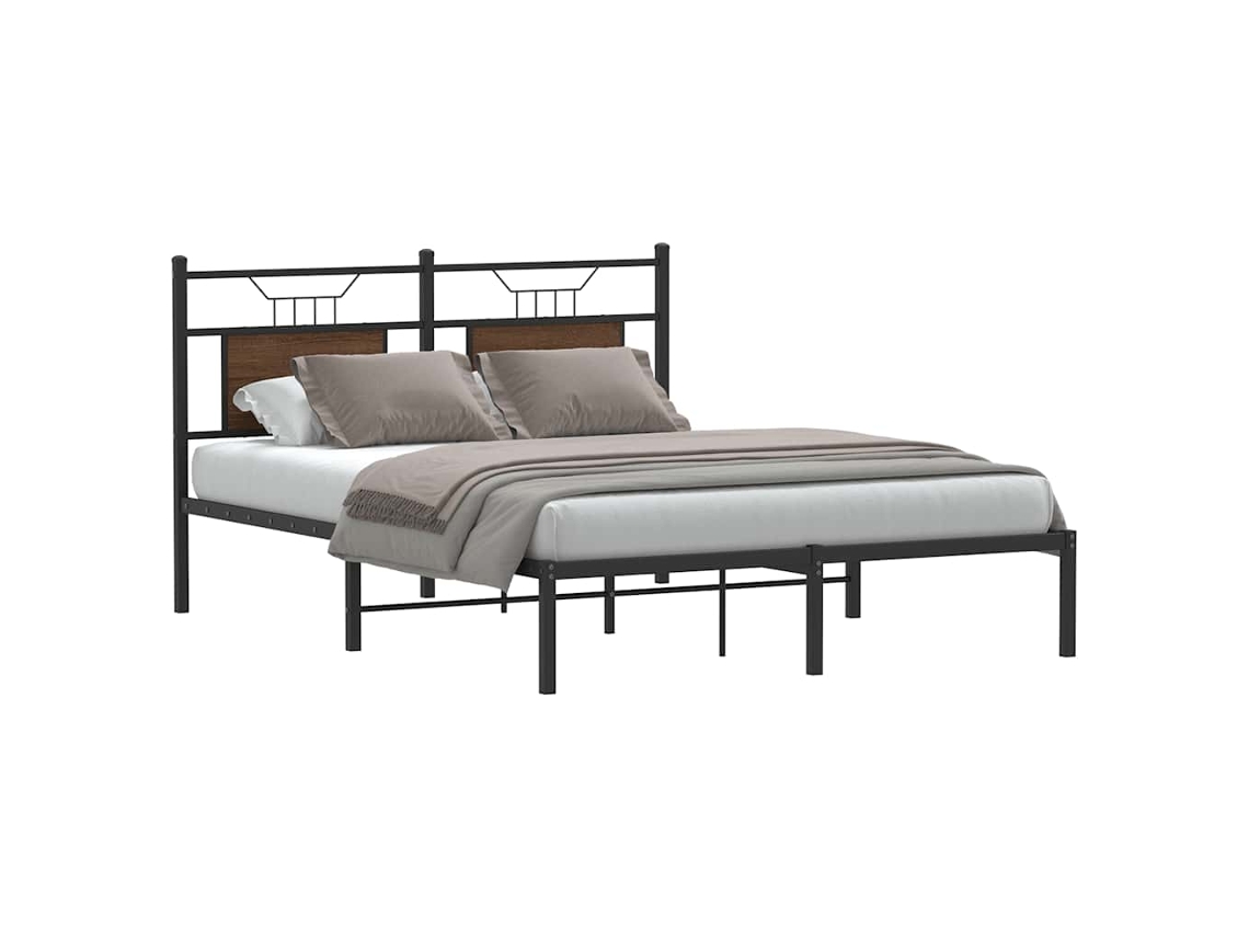 Vidaxl Estrutura Cama S/ Colchão Derivados Madeira Carvalho Castanho