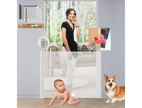 Barreira de Segurança Infantil PARVULÍ Cinzento Retrátil 140 cm com 2 Protetores de Porta