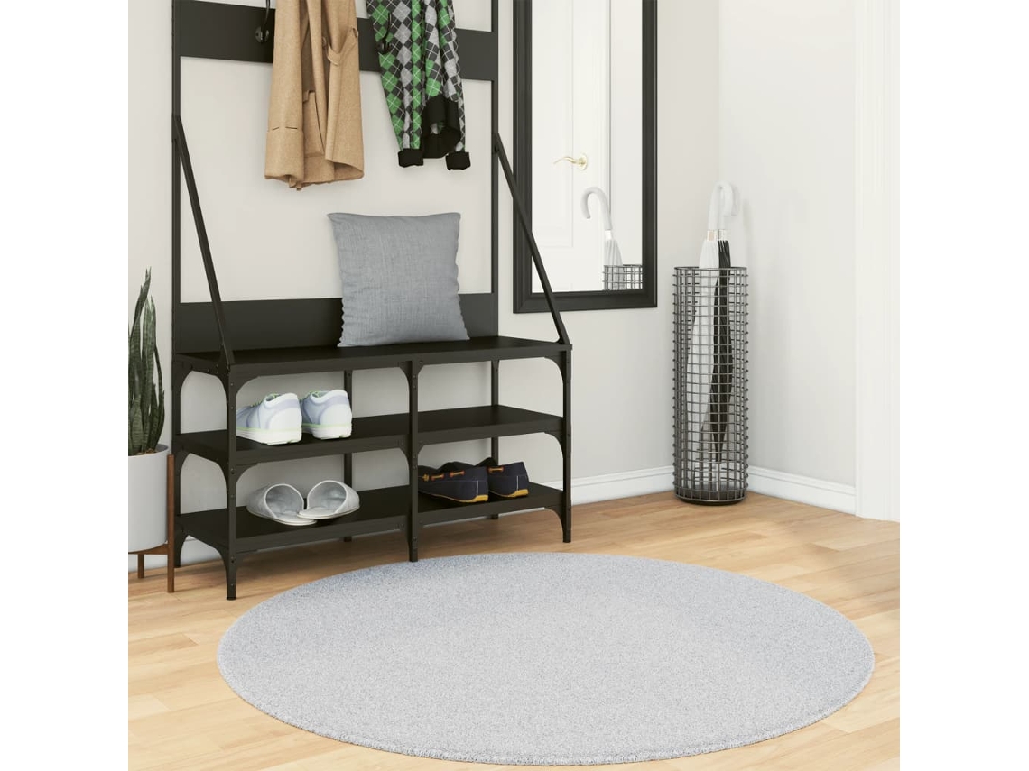 Vidaxl Tapete Pelo Curto Macio E Lavável Huarte Ø 120 Cm Cinzento