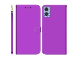 Capa De Celular Em Couro Com Acabamento Espelhado Para Motorola Moto E22/e22i