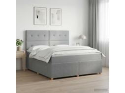 Vidaxl Cama Box Com Led E Colchão Cinzento-claro 140 X 200 Cm Tecido