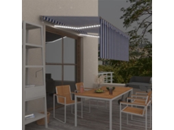 Vidaxl Toldo Automático C/ Estore/led/sensor Vento 3x2,5m Azul/branco