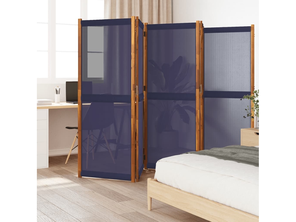 Vidaxl Divisória/biombo Com 5 Painéis 350x180 Cm Azul Escuro
