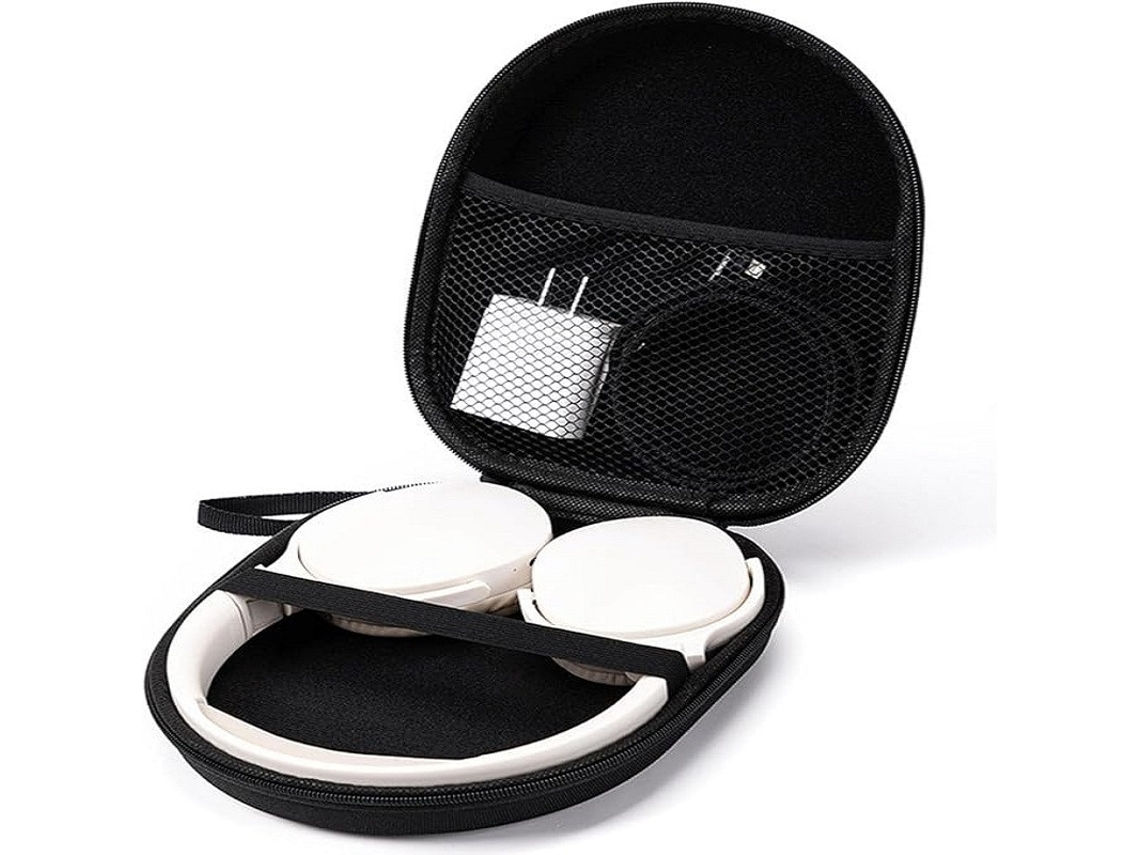 Estojo Zruxe Para Auscultadores Rígido Preto (interior Em Flanela, Bolso Em Rede, Viagem)