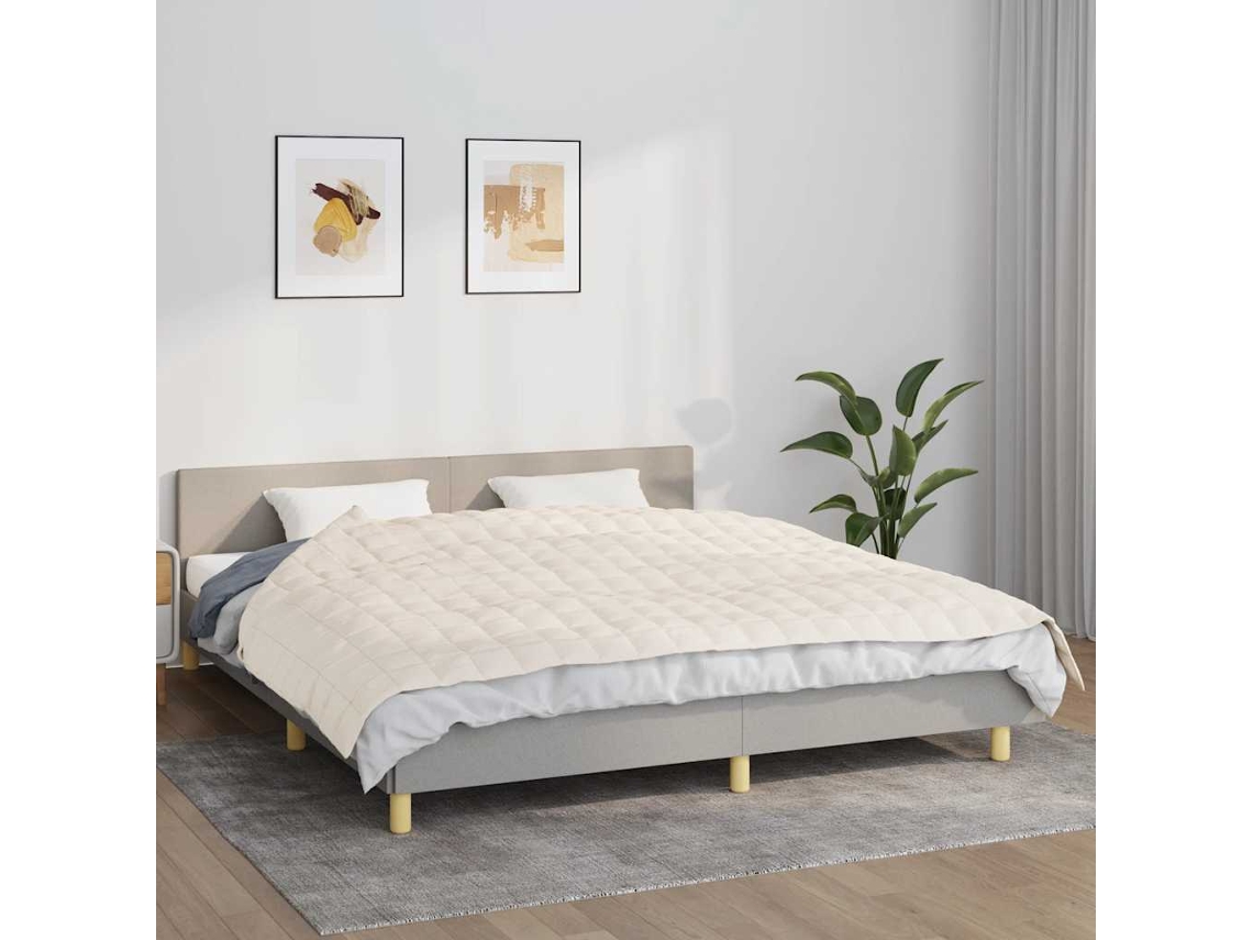 Vidaxl Manta Pesada 7 Kg 155x220 Cm Tecido Creme-claro