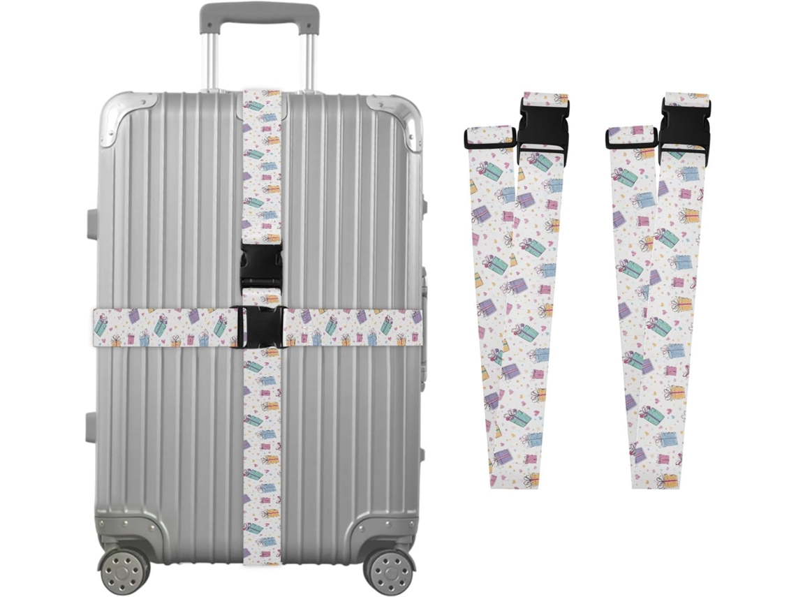 Conjunto De 2 Cintas Bagagem Com Estampa Coração Para Malas, Cintas De Viagem, Acessórios Para Cintos, Conector De