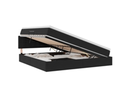 Maison Exclusive - Cama Com Armazenamento Com Colchão Preto 200 X 200 Cm Veludo