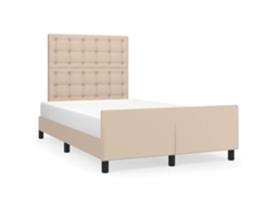 Estrutura de Cama com Cabeceira 120x200 Cm Couro Artificial Cappuccino MAISON EXCLUSIVE