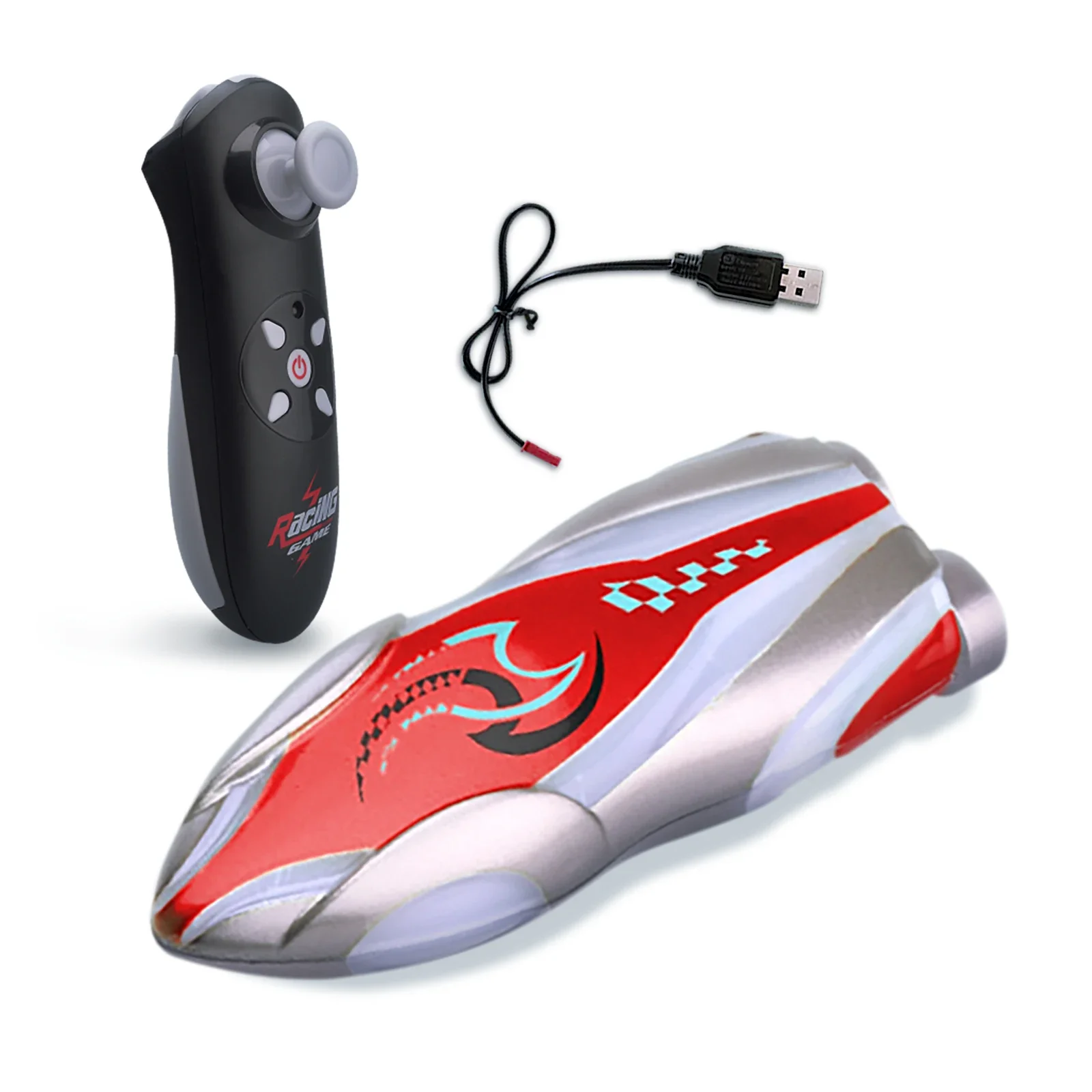 Mini Barco Acrobático com Controle Remoto, Luzes e Movimento, Brinquedo Aquático Giratório, Ideal para Banheiras e Piscinas. MDUG (vermelho)