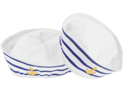Chapéu De Capitão Para Cosplay De Duas Peças Em Poliéster Leve Com Listras Azuis E Brancas, Acessório Confortável.