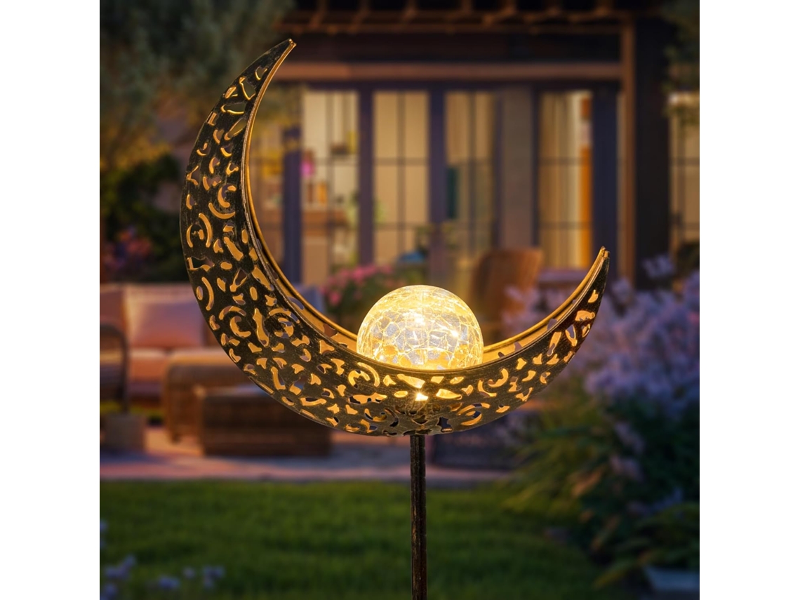 Luminárias solares em formato de lua para decoração de jardim, bronze AQUAFORGE