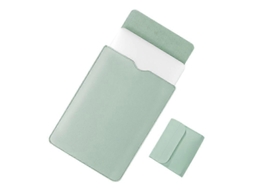 Capa ultrafina para laptop de 14 polegadas em couro PU verde matcha Hengrongshen.