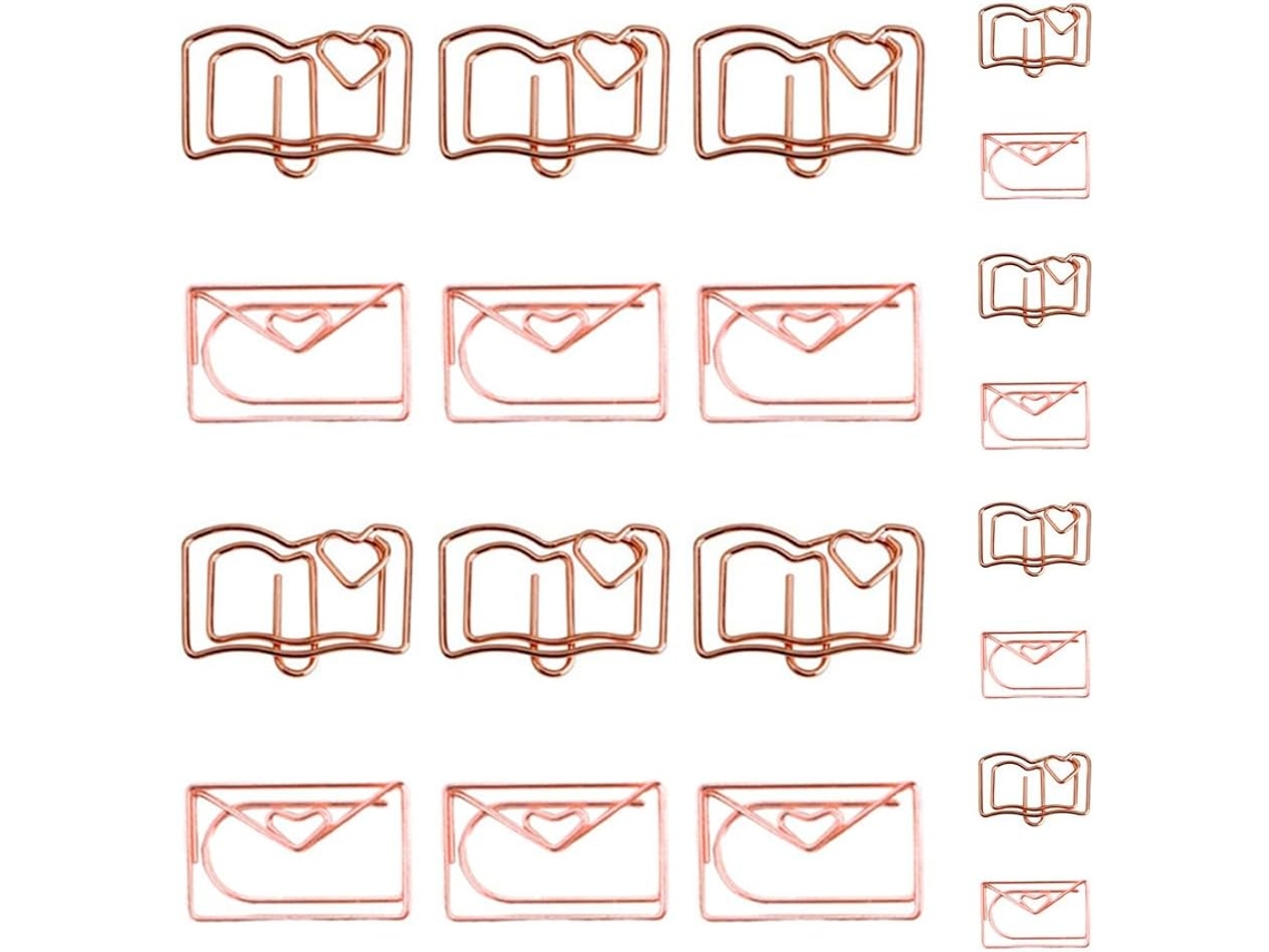 Clips de papel práticos Veemoon, em formato de livro rosa, 20 unidades, aço inoxidável, adequados para