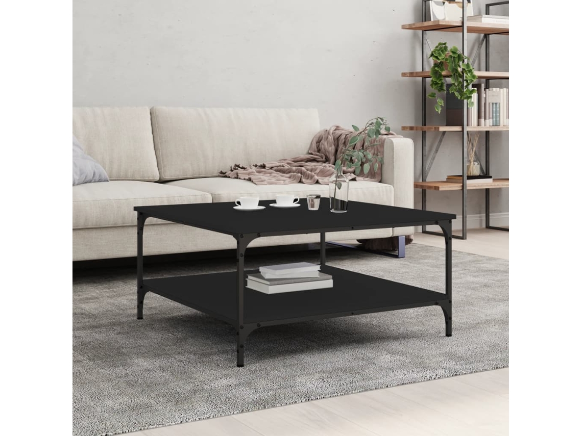 Vidaxl Mesa De Centro 80x80x40 Cm Derivados De Madeira Preto