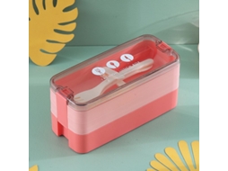 2026 bento Box Japonês de 3 Camadas com Cortadores Anti fugas Ecológico para Crianças e Adultos Rosa