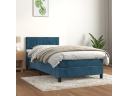 Cama Com Molas/colchão 80x200 Cm Veludo Azul-escuro