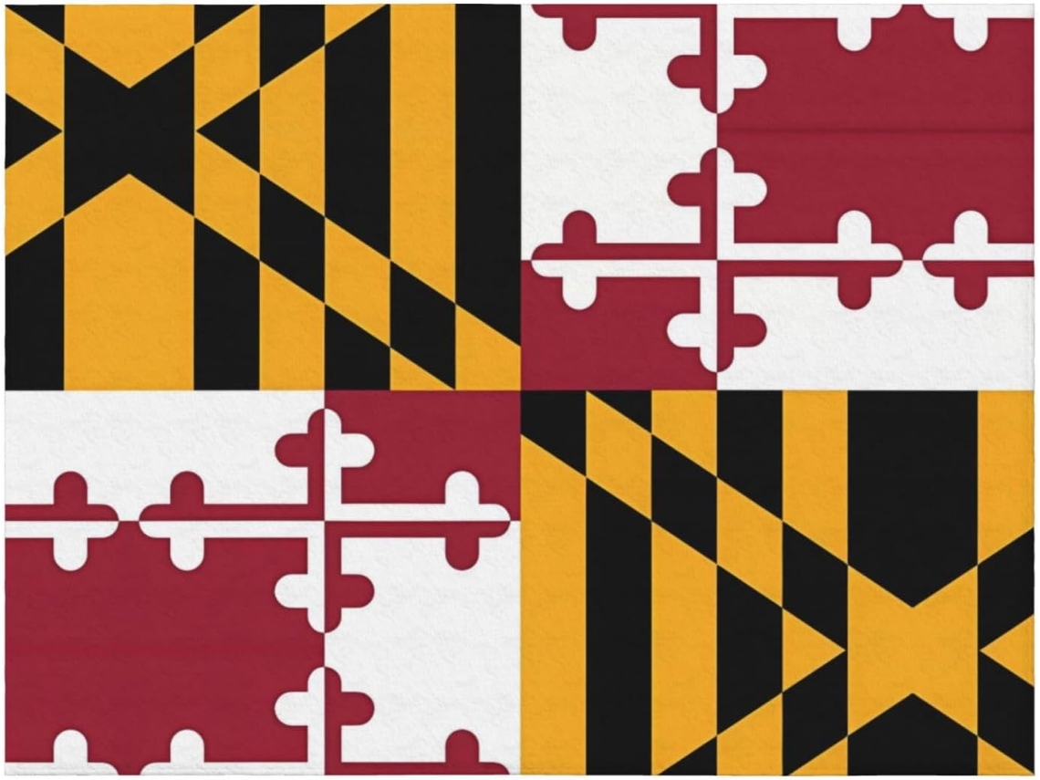 Colcha de Flanela com Estampa da Bandeira Maryland Macia e Aconchegante para Sofá Quarto 101 6 X 76 2 Cm, Ma
