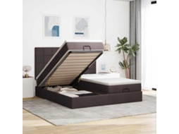 Vidaxl Estrutura De Cama Otomana Com Colchões Tecido Castanho Escuro