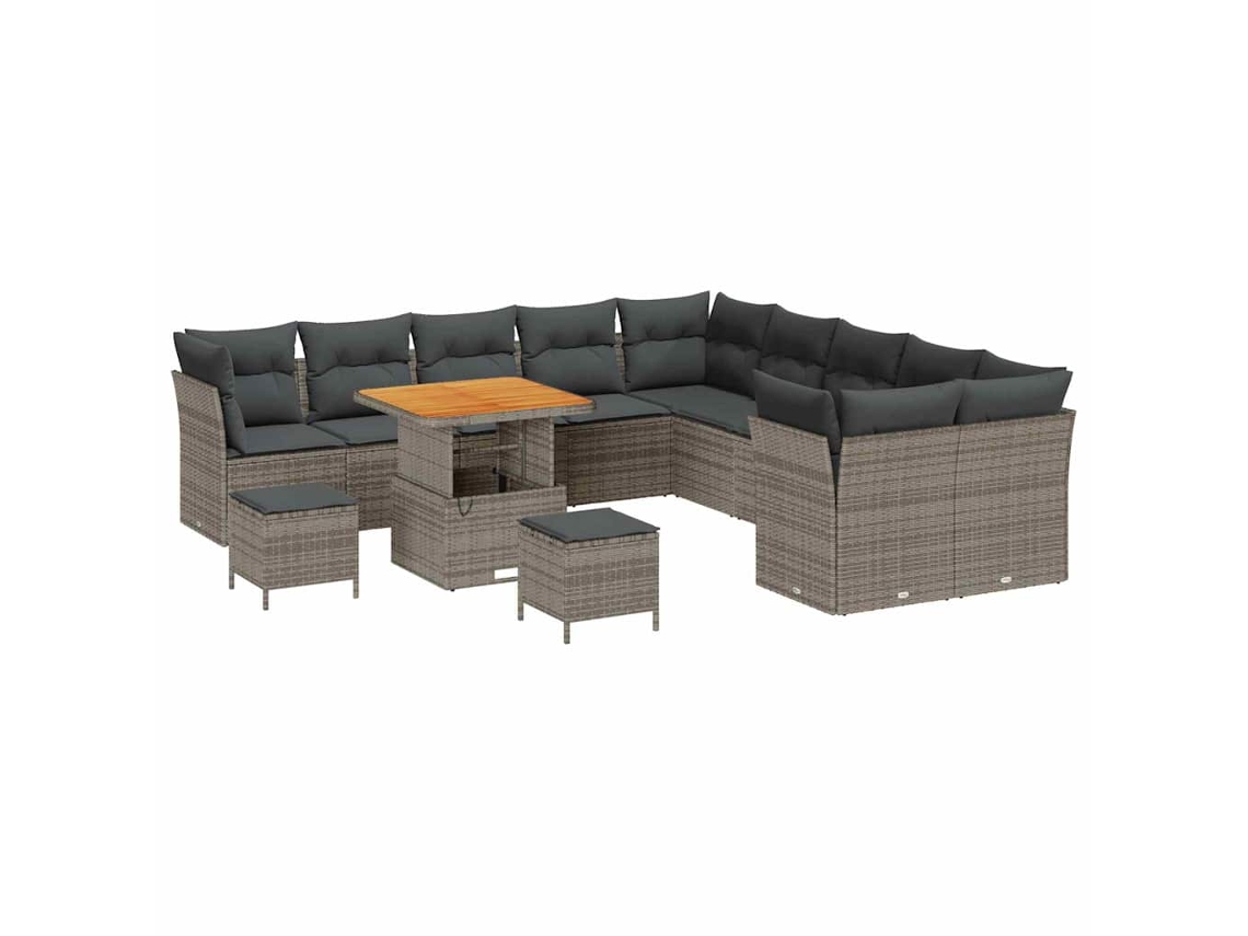 Maison Exclusive - Conjunto De Sofá De Jardim Com Almofada 13 Pcs Cinzeto Vime Pe