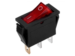 Interruptor Basculante Bipolar Liga/desliga 28x10mm 250v 15a 3 Terminais Vermelho