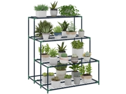 Suporte Para Plantas De 4 Níveis Em Escada, Metal Verde, Qualidade.