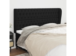 Vidaxl Cabeceira De Cama C/ Abas Tecido 183x23x118/128 Cm Preto