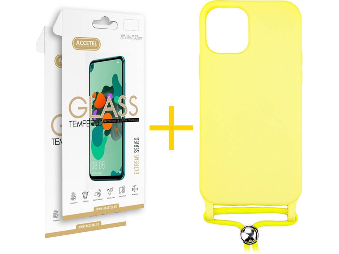 Kit Capa + Película 2 X iPhone 12 Pro Max Skyhe Gel Rope Amarelo