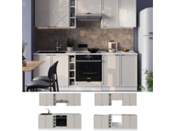Cozinha Fame Line, 235cm Sem Pt, Cinzabeige/branco, Branco, Vicco