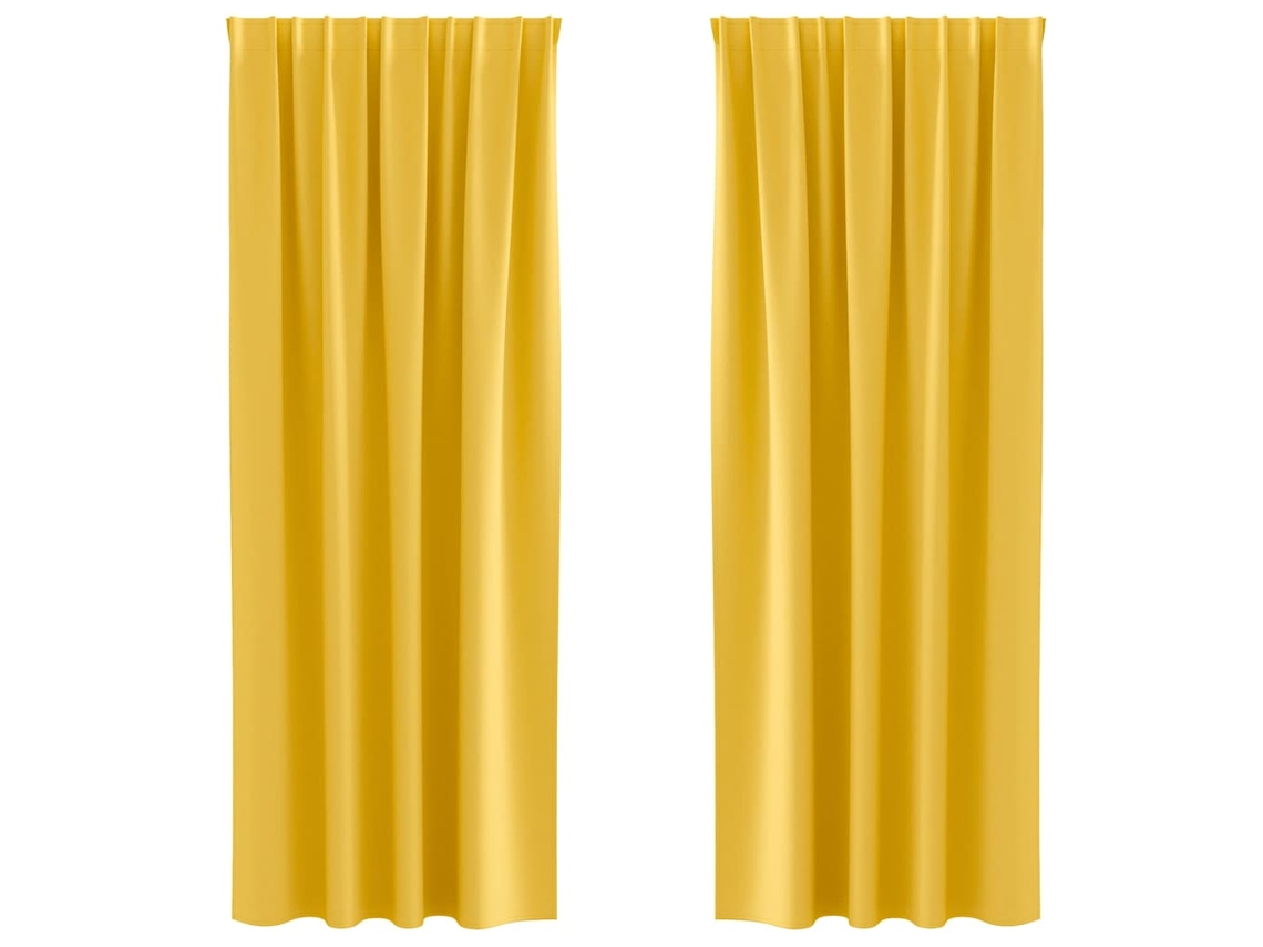 Conjunto 2 Cortinas Opacas Vidaxl Mostarda Poliéster (225 X 140 Cm)