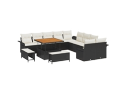 Conjunto 13 Conjunto De Sofá De Jardim Vidaxl Preto Vime Pe (100 X 100 X 71 Cm)