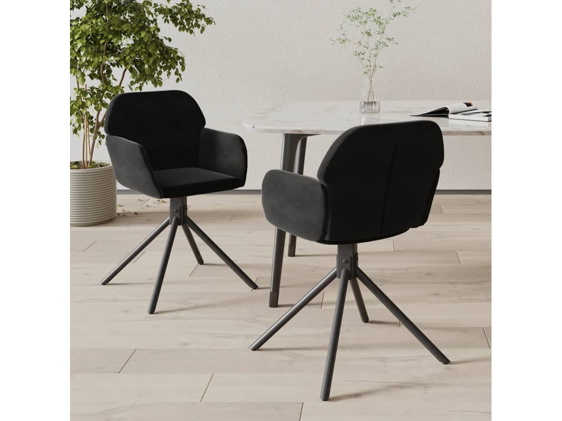 Vidaxl Cadeiras De Jantar Giratórias 2 Pcs Veludo Preto