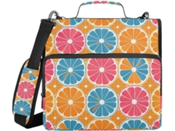 Pasta de 3 Argolas Cítricas com Tâmaras, 8cm de Altura, Inclui Bolsa com Zíper para Escola e Mesa