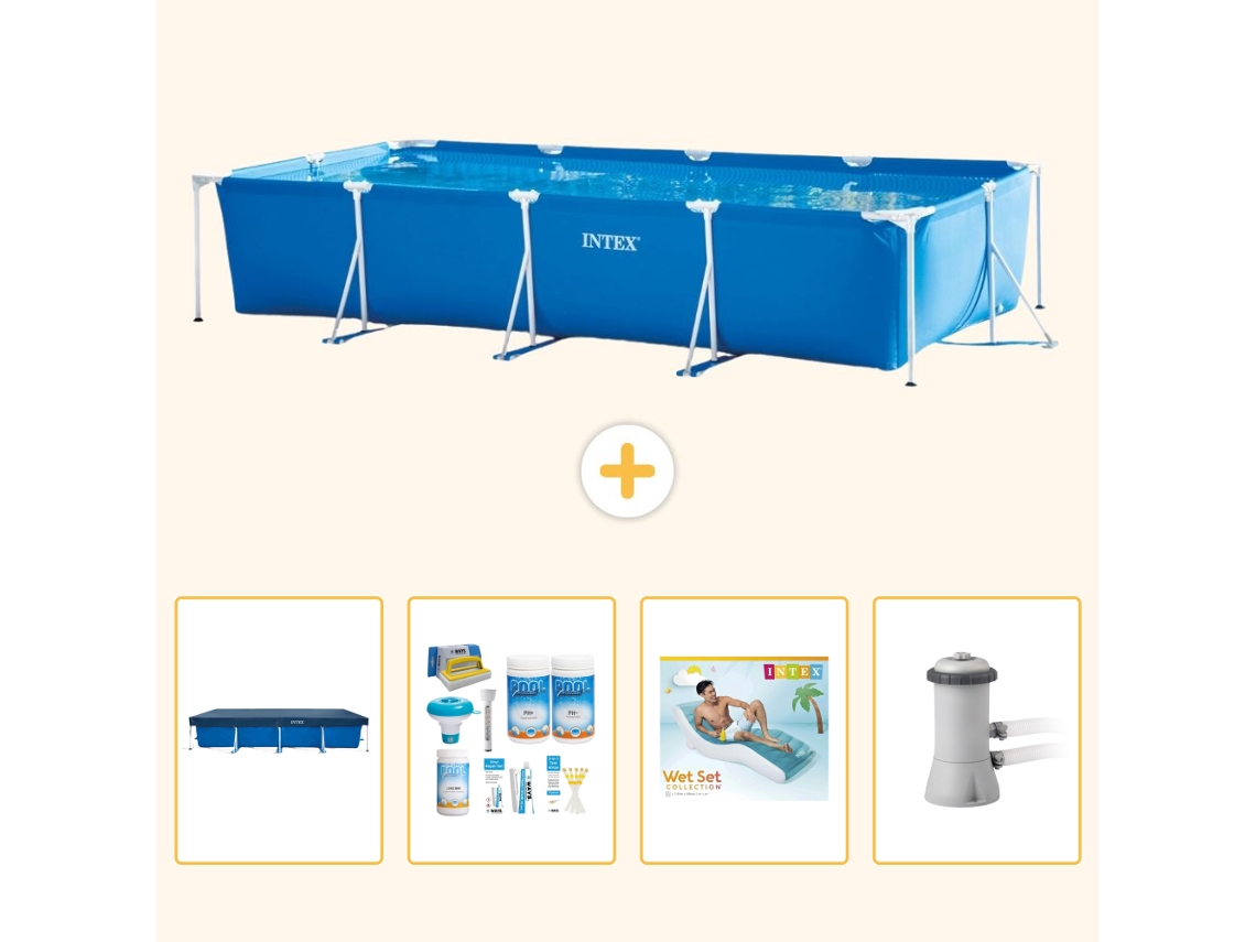 Intex Piscina Com Estrutura Retangular - 450x220x84 Cm - 5-peças S172