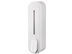 Dispensador de Sabão Manual 300ml Parede Abs com Janela Transparente Branco Hotel Casa