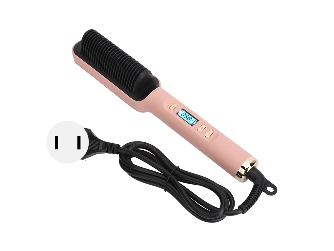 2026 peine Plancha de Cabelo 2 em 1 com Íons Negativos Ptc Aquecimento Rápido e Uniforme com Tela Lcd Rosa Plug Eua.