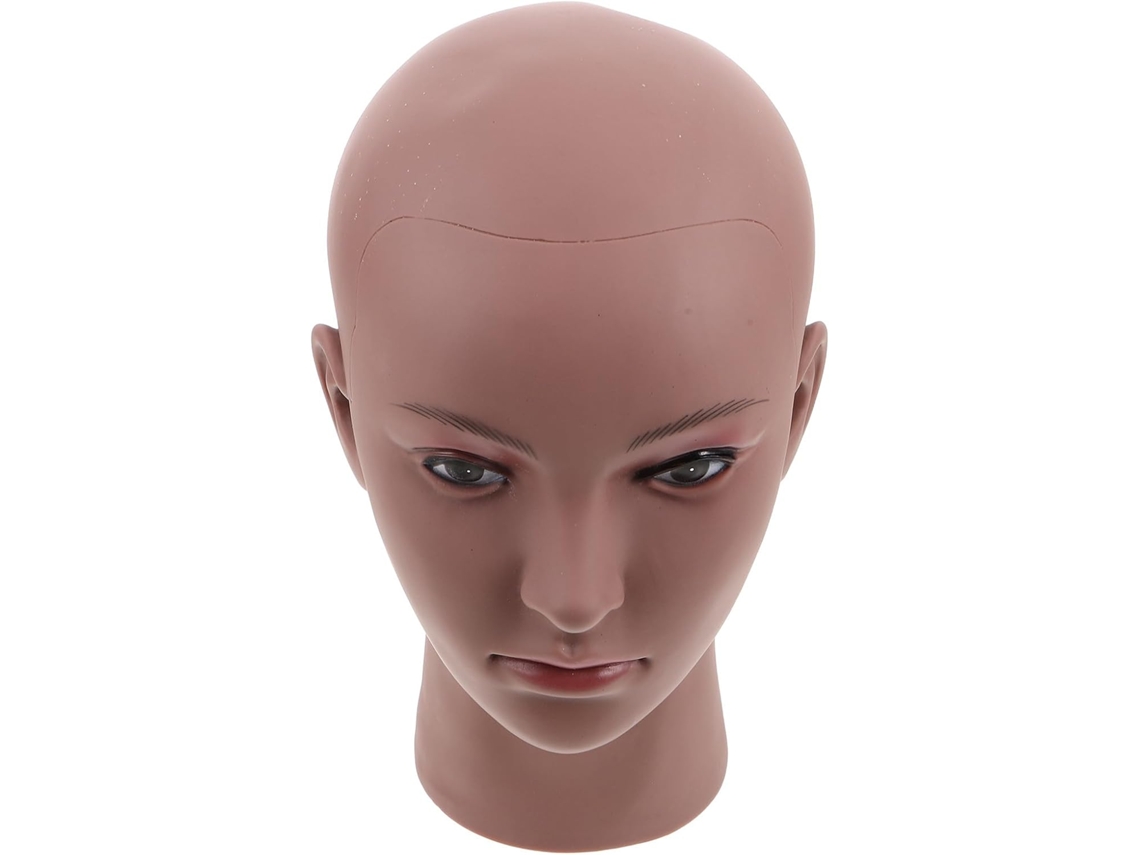 Cabeça De Manequim Realista Careca Em Pvc Preto, 53 Cm, Para Perucas E Penteados.